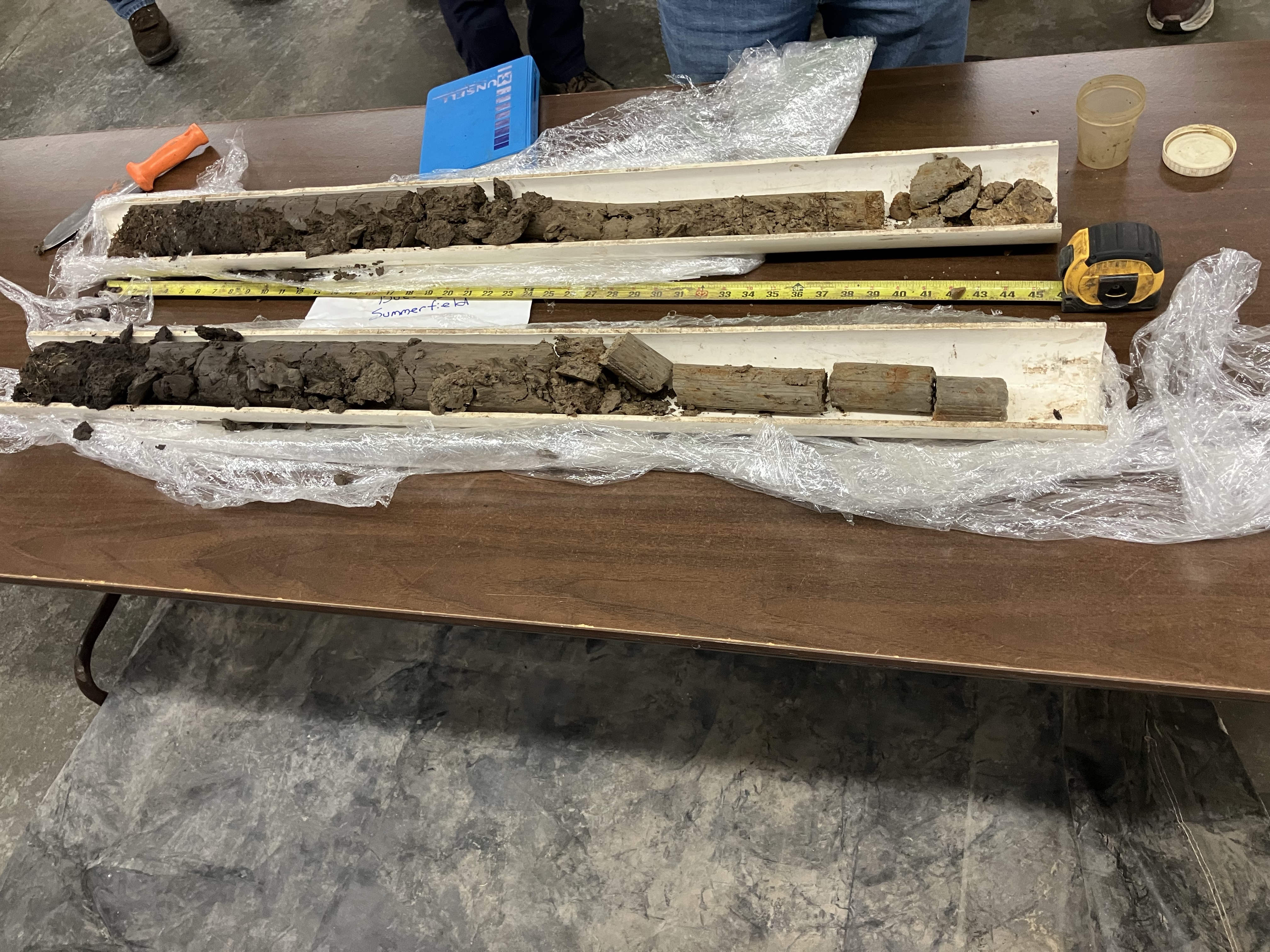 Soil cores displayed during the Kansas Soil Health School.